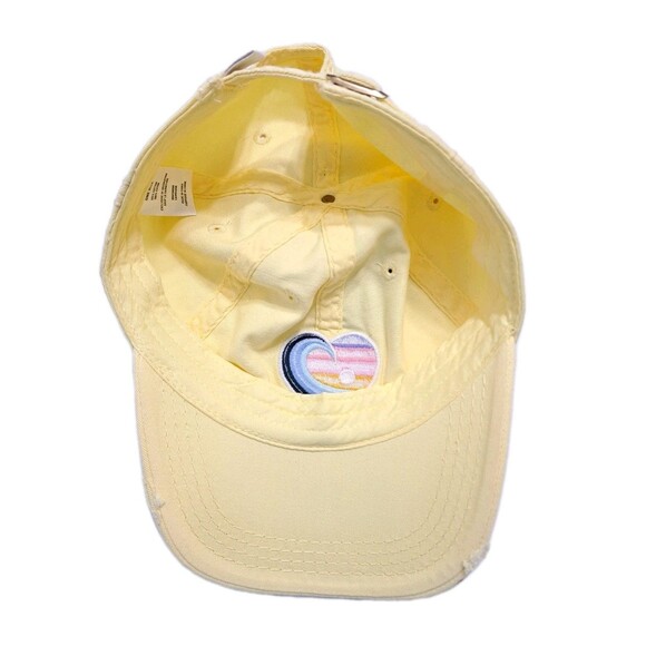 Life Is Good Summer Ocean Wave Heart Logo Sun Baseball Cap Hat Yellow Distressed - Picture 7 of 8